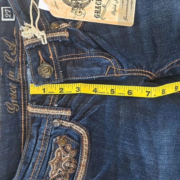 NWT Grace In LA Bootcut Embellished Jeans Size 27 - Picture 7 of 12